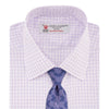 Lilac and White Multi Check Sea Island Quality Cotton Shirt with Classic T&A Collar