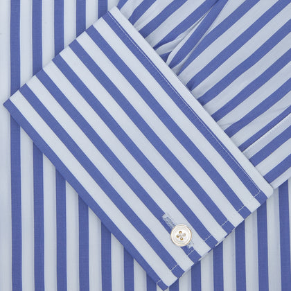Blue and White Candy Stripe Shirt with Regent Collar and Double Cuffs Image 1