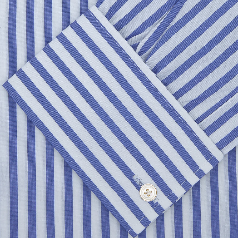 Blue and White Candy Stripe Shirt with Regent Collar and Double Cuffs