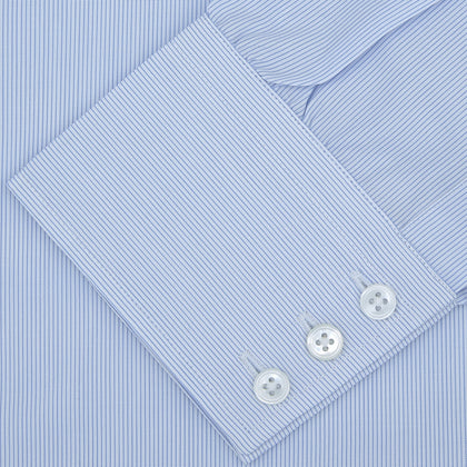 Blue Hairline Stripe Shirt with T&amp;A Collar and 3-Button Cuffs Image 1