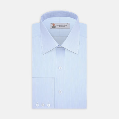Blue Hairline Stripe Shirt with T&amp;A Collar and 3-Button Cuffs