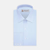 Blue Hairline Stripe Shirt with T&A Collar and 3-Button Cuffs