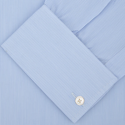 Blue Hairline Stripe Shirt with T&amp;A Collar and Double Cuffs Image 1