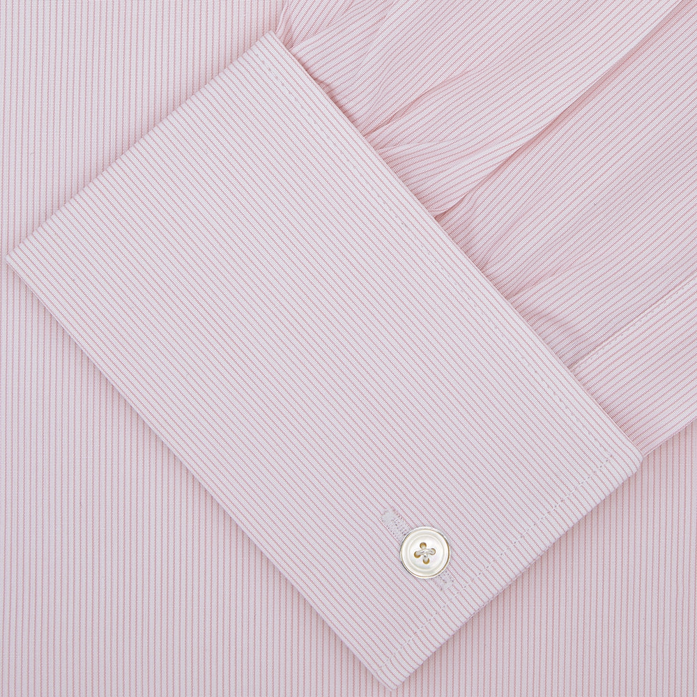 Pink Hairline Stripe Cotton Shirt with T&amp;A Collar and Double Cuffs