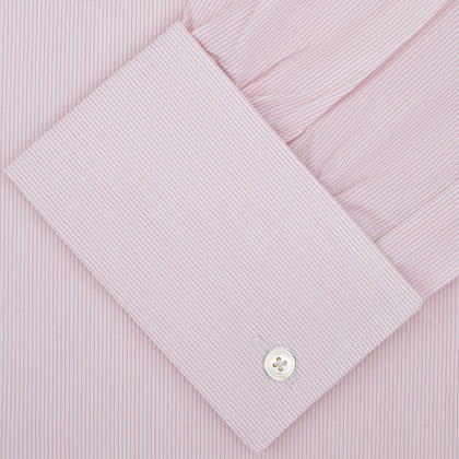 Pink Hairline Stripe Cotton Shirt with T&amp;A Collar and Double Cuffs Image 3