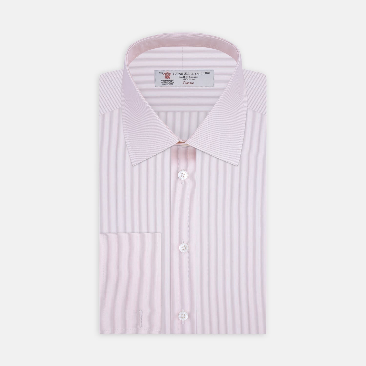 View 1 of product Pink Hairline Stripe Cotton Shirt with T&amp;A Collar and Double Cuffs