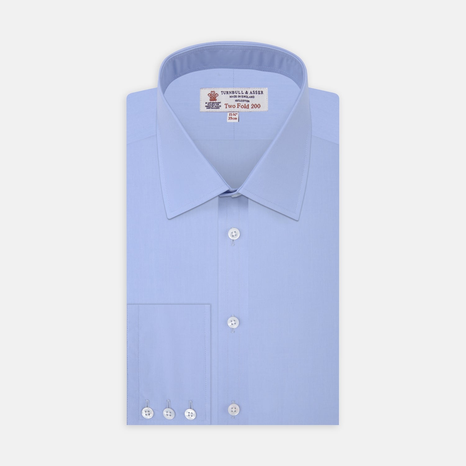 View 1 of product Two-Fold 200 Blue Cotton Shirt with T&amp;A Collar and 3-Button Cuffs