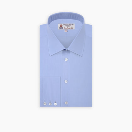 Two-Fold 200 Blue Cotton Shirt with T&amp;A Collar and 3-Button Cuffs Image 4