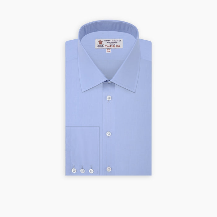 Two-Fold 200 Blue Cotton Shirt with T&A Collar and 3-Button Cuffs Image 4