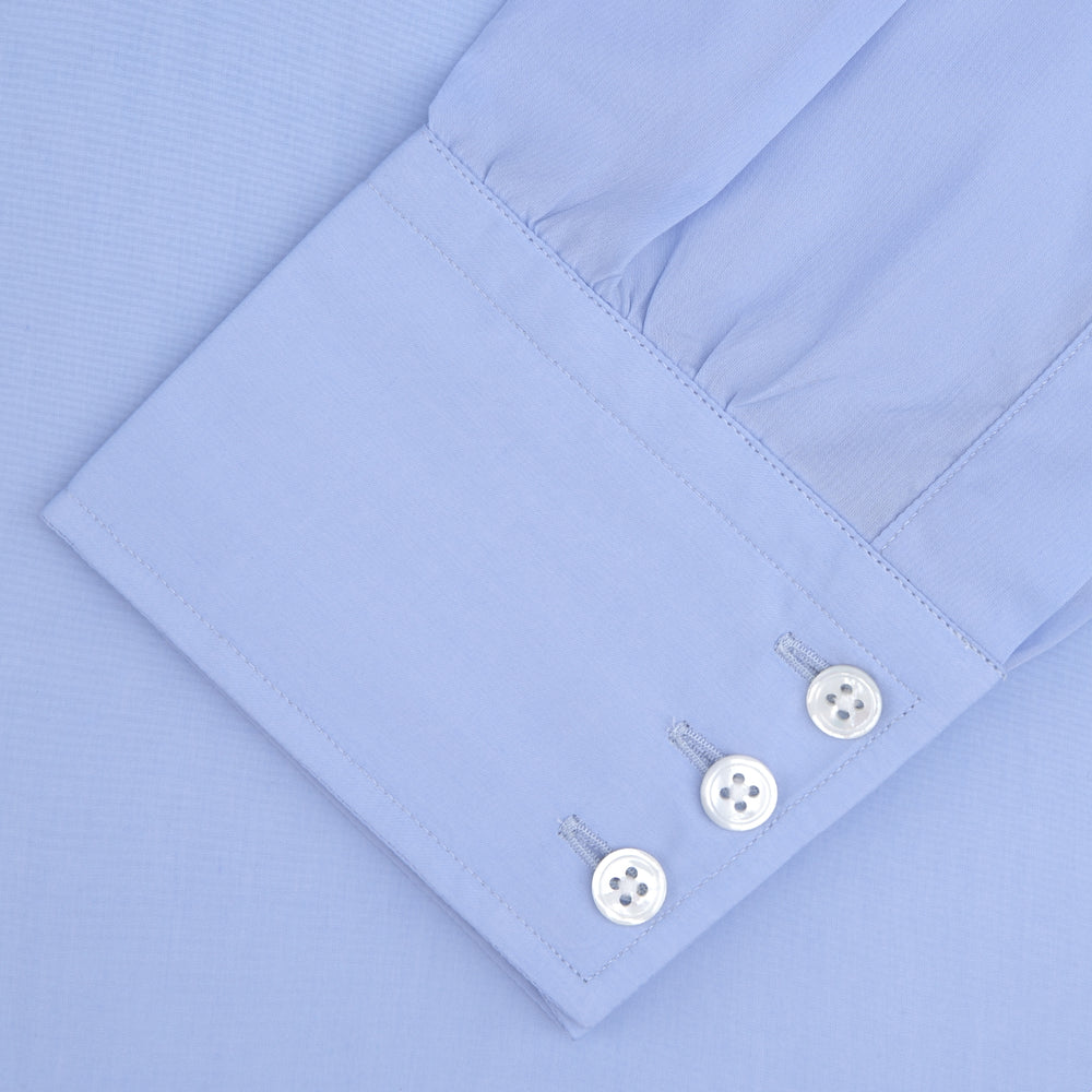 Two-Fold 200 Blue Cotton Shirt with T&amp;A Collar and 3-Button Cuffs