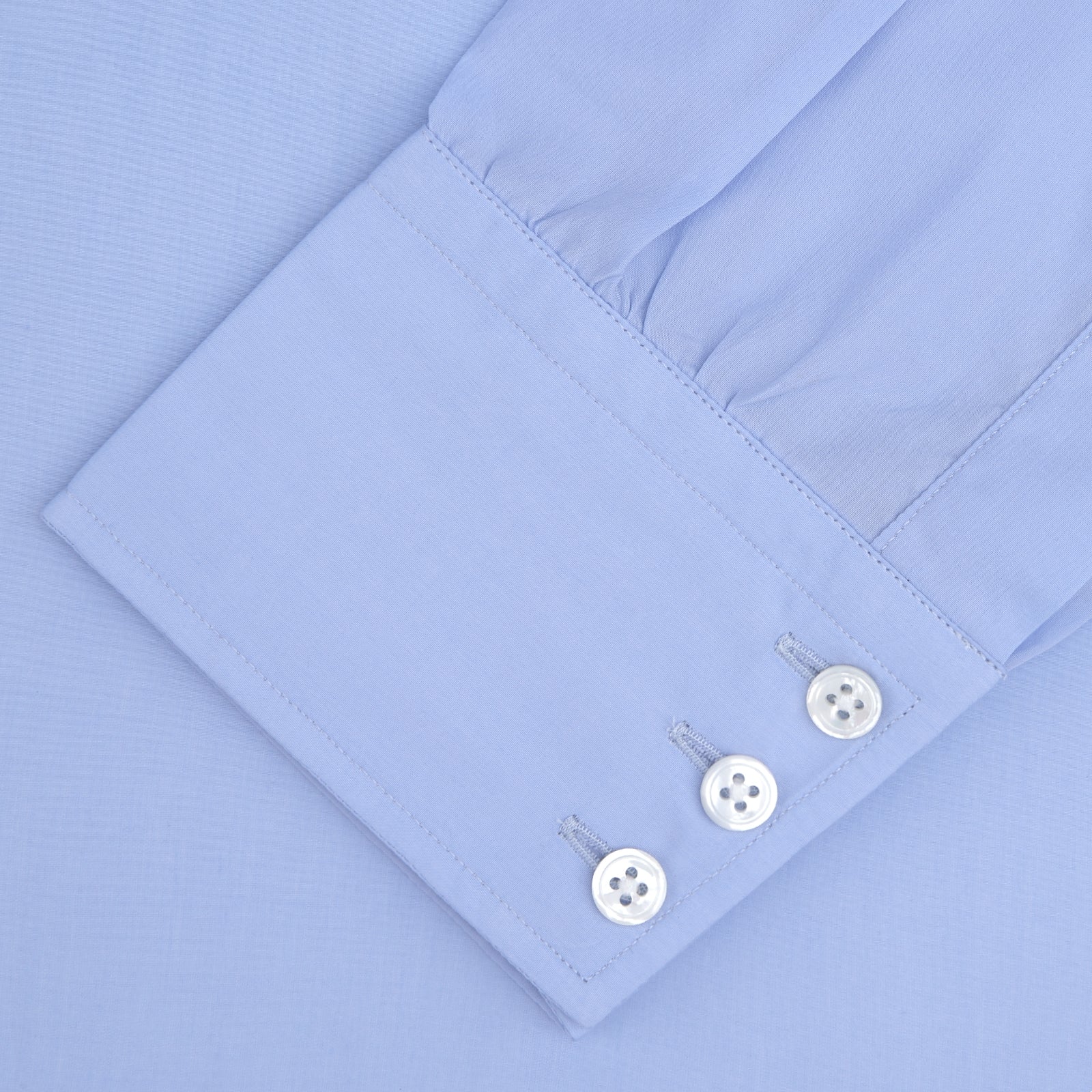 View 4 of product Two-Fold 200 Blue Cotton Shirt with T&amp;A Collar and 3-Button Cuffs