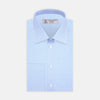 View 1 of product Light Blue Herringbone Superfine Cotton Shirt with T&amp;A Collar and Double Cuffs