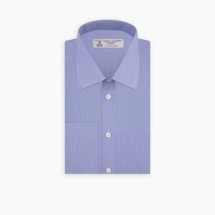 Dark Blue Sea Island Quality Cotton Shirt with T&amp;A Collar and Double Cuffs Image 2