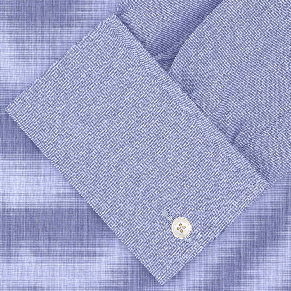 Dark Blue Sea Island Quality Cotton Shirt with T&amp;A Collar and Double Cuffs