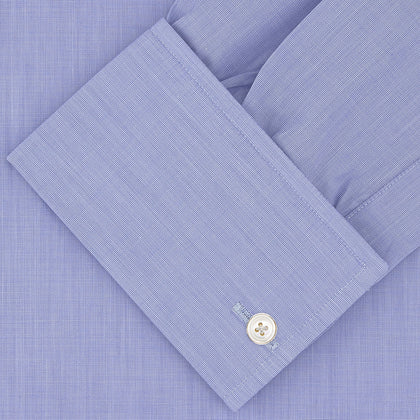 Dark Blue Sea Island Quality Cotton Shirt with T&amp;A Collar and Double Cuffs Image 1