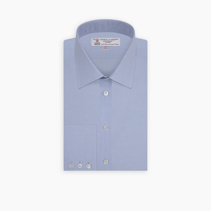 Blue West Indian Sea Island Cotton Shirt with T&amp;A Collar and 3-Button Cuffs Image 4