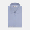 Blue West Indian Sea Island Cotton Shirt with T&A Collar and 3-Button Cuffs