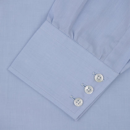 Blue West Indian Sea Island Cotton Shirt with T&amp;A Collar and 3-Button Cuffs Image 3