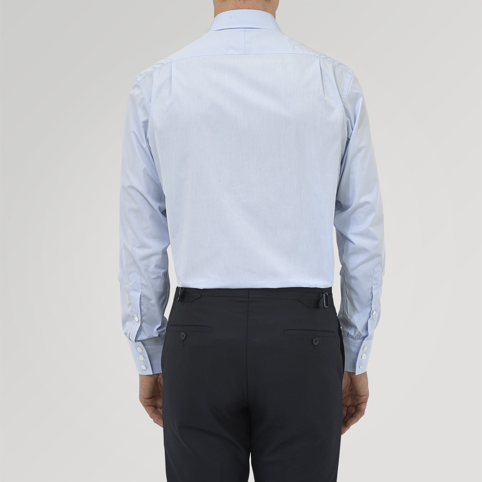 View 3 of product Blue West Indian Sea Island Cotton Shirt with T&amp;A Collar and 3-Button Cuffs