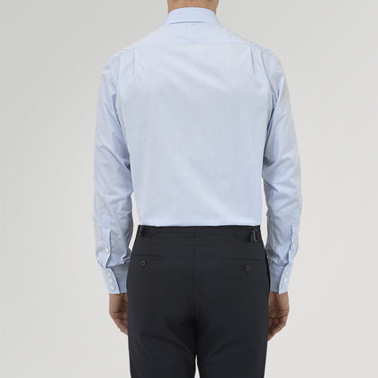 Blue West Indian Sea Island Cotton Shirt with T&amp;A Collar and 3-Button Cuffs Image 2