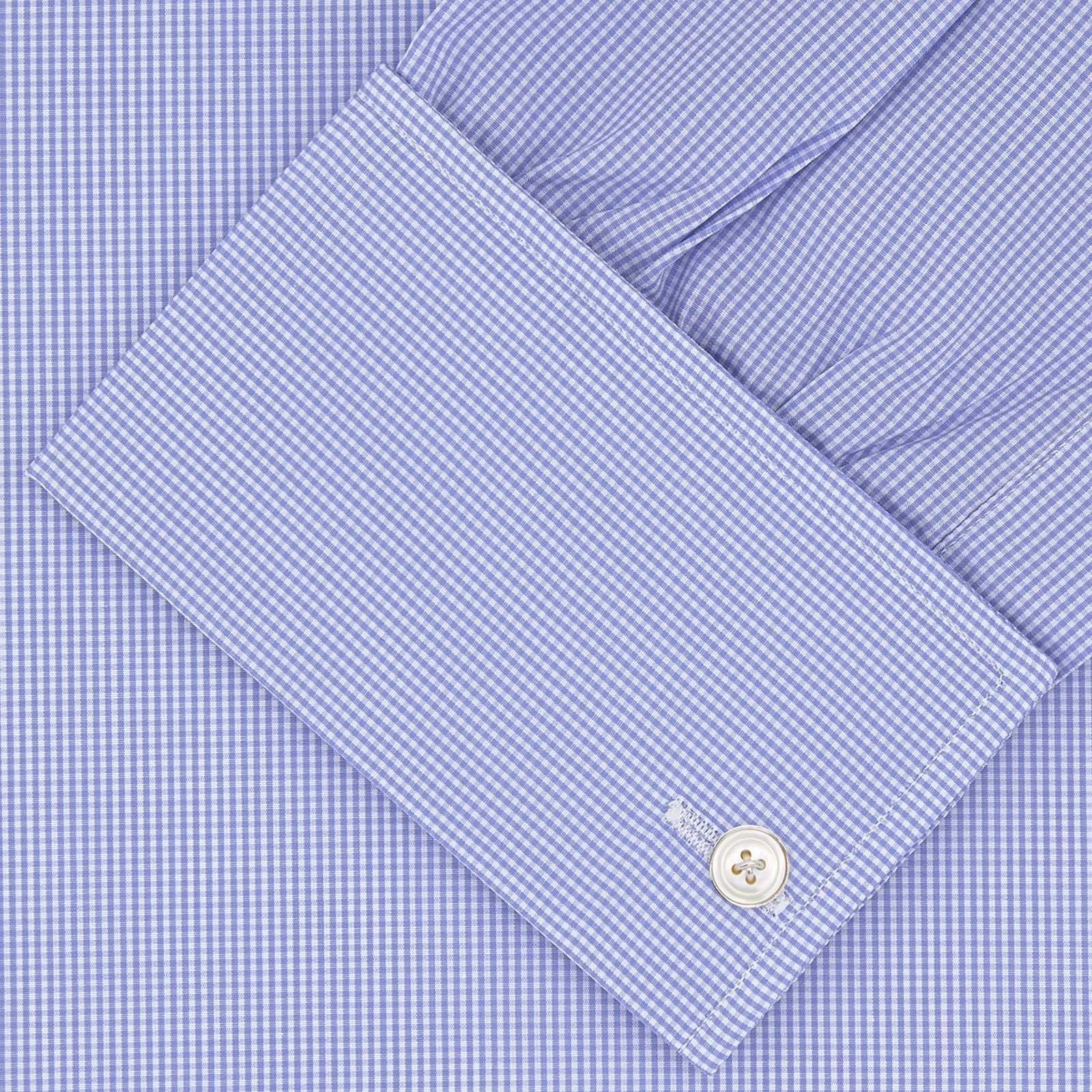 View 2 of product Blue Fine Check Sea Island Quality Cotton Shirt with Regent Collar and Double Cuffs
