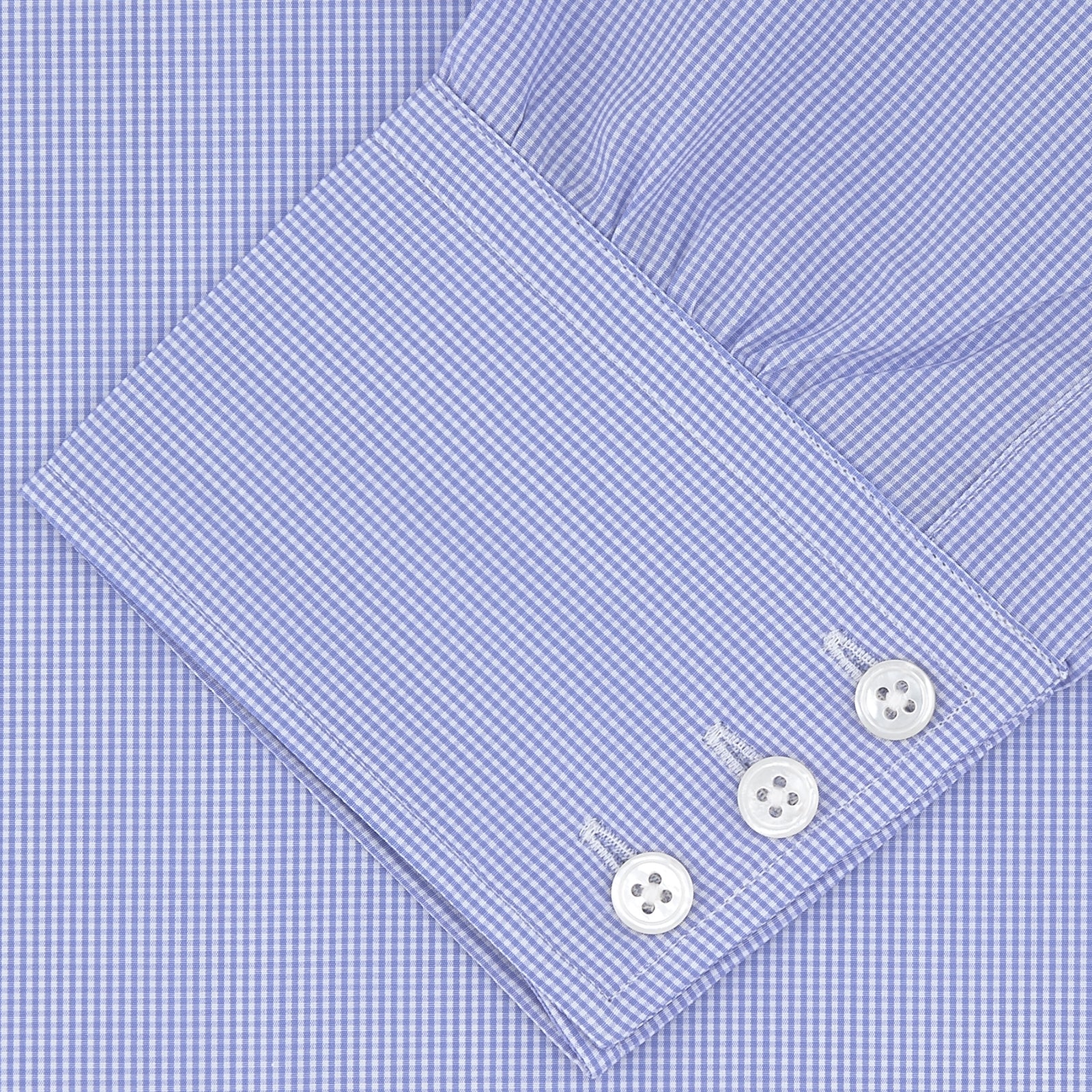 View 2 of product Blue Fine Check Sea Island Quality Cotton Shirt with Regent Collar and 3-Button Cuffs