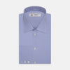 View 1 of product Blue Herringbone Sea Island Quality Cotton Shirt with T&amp;A Collar and 3-Button Cuffs