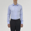 View 2 of product Blue Herringbone Sea Island Quality Cotton Shirt with T&amp;A Collar and 3-Button Cuffs