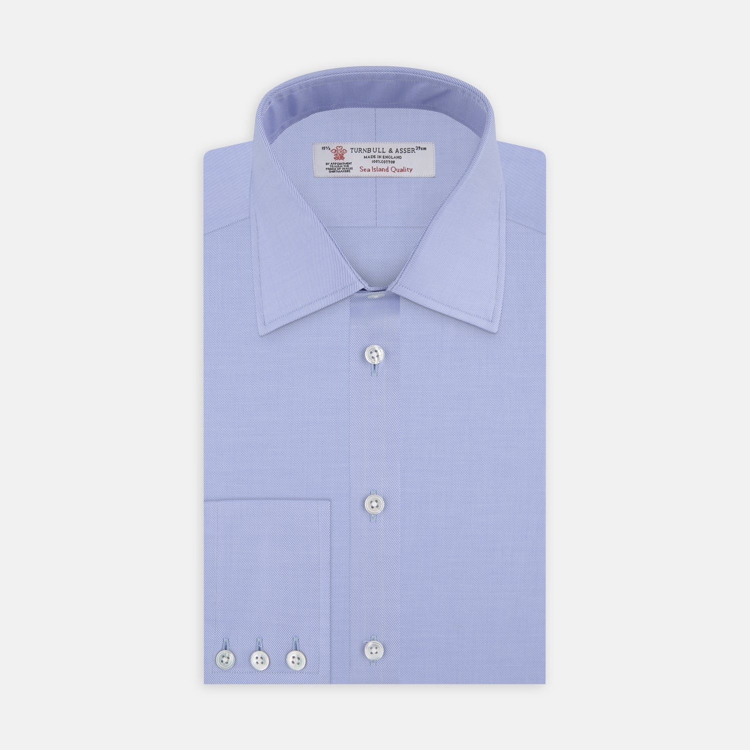 View 1 of product Blue Sea Island Quality Cotton Twill Shirt with T&amp;A Collar and 3-Button Cuffs