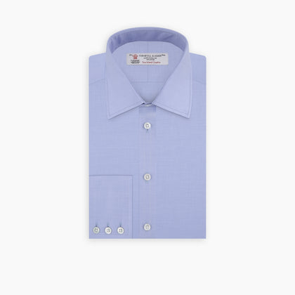 Blue Sea Island Quality Cotton Twill Shirt with T&amp;A Collar and 3-Button Cuffs Image 4