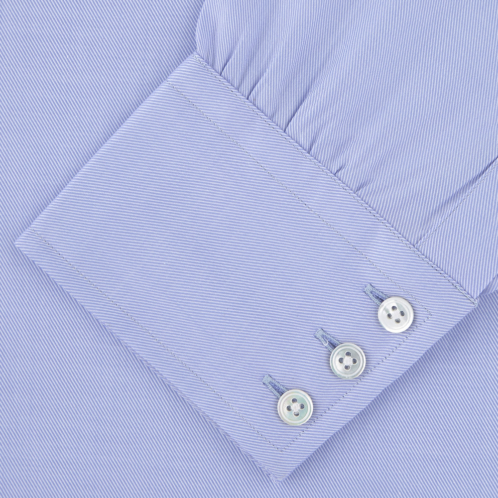 Blue Sea Island Quality Cotton Twill Shirt with T&amp;A Collar and 3-Button Cuffs