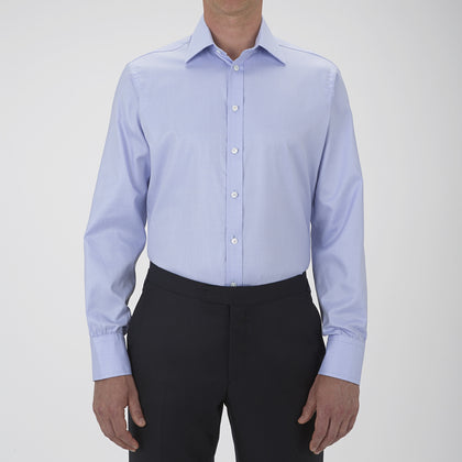 Blue Sea Island Quality Cotton Twill Shirt with T&amp;A Collar and 3-Button Cuffs Image 1