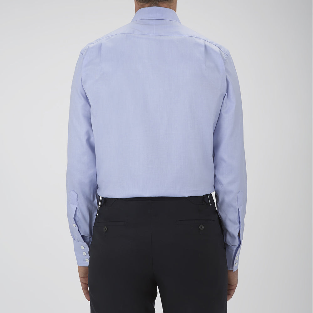 Blue Sea Island Quality Cotton Twill Shirt with T&amp;A Collar and 3-Button Cuffs