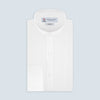 View 1 of product Weekend Fit Cream Linen Shirt with Stand Collar and 1-Button Cuff