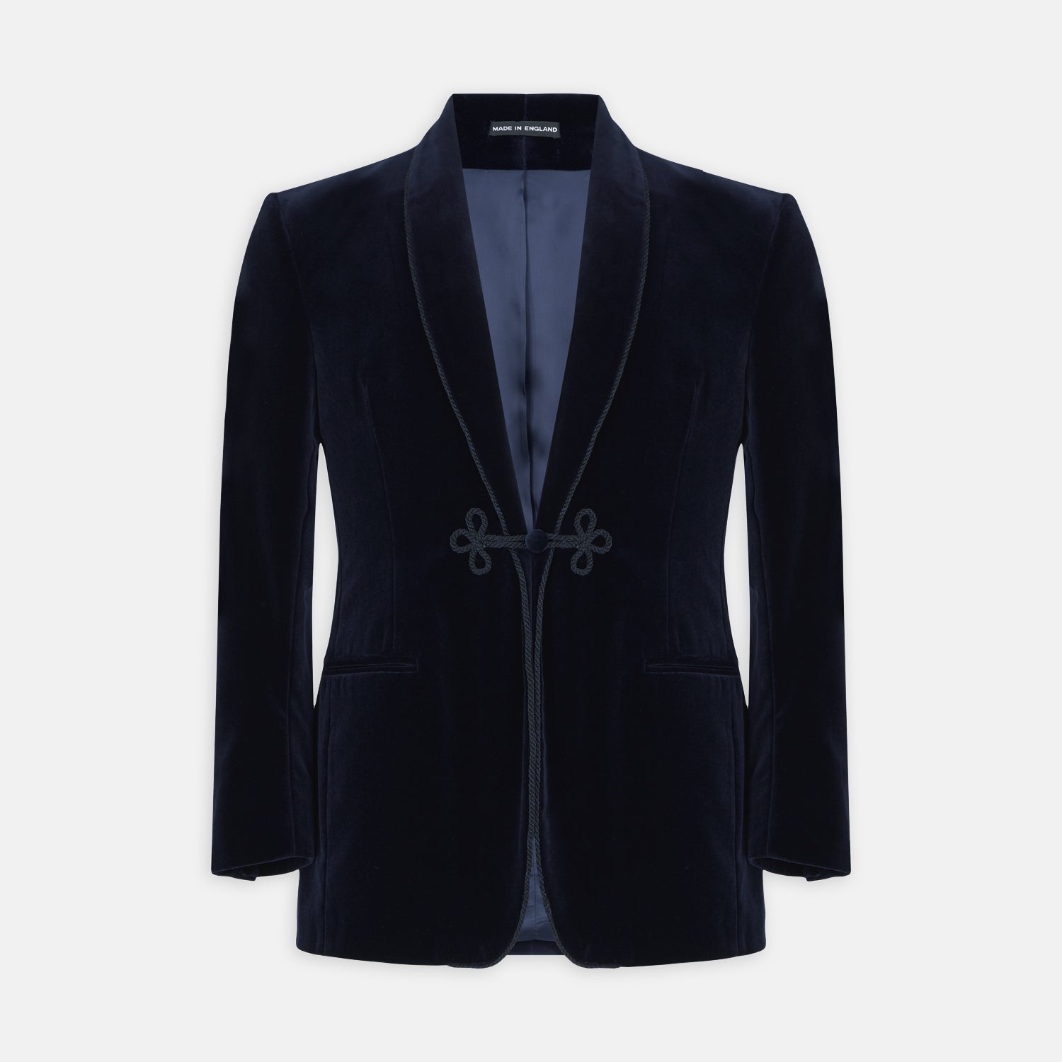 View 1 of product Navy Single Breasted Velvet Smoking Jacket