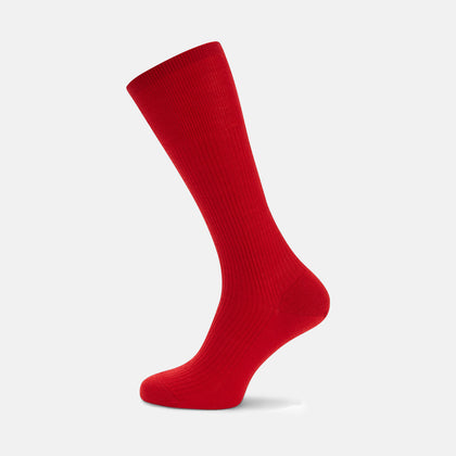 Red Mid-Length Merino Wool Socks