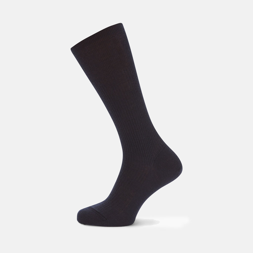 Deep Navy Mid-Length Merino Wool Socks