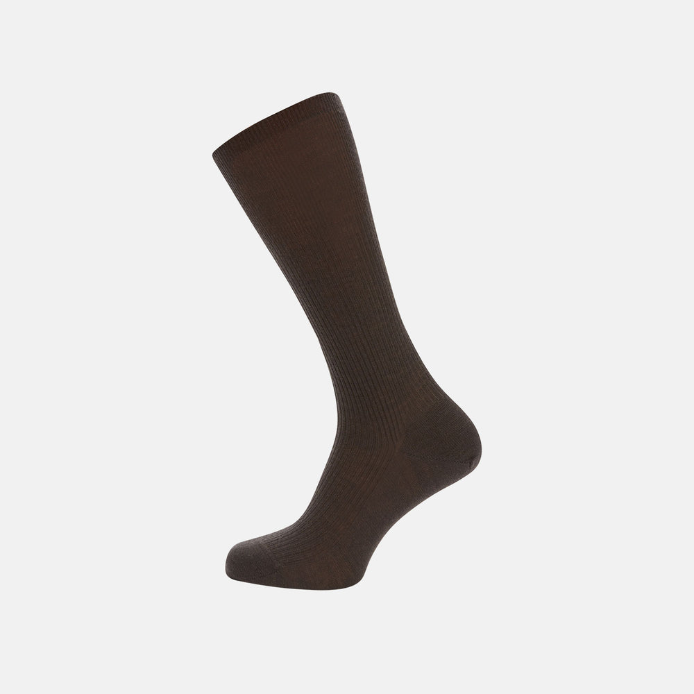 Chocolate Brown Mid-Length Merino Wool Socks