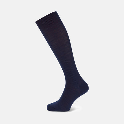 Midnight Blue Long Merino Wool Socks