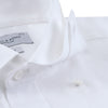 View 4 of product Tailored Fit Blue and White Stripe Linen Shirt with Concealed Button-Down Collar and Button Cuffs