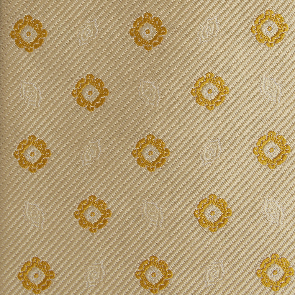Soft Yellow Floral Jacquard Stripe Silk Tie