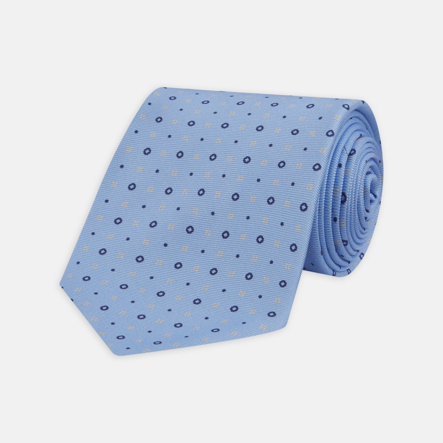 Light Blue Cross Dots Printed Silk Tie