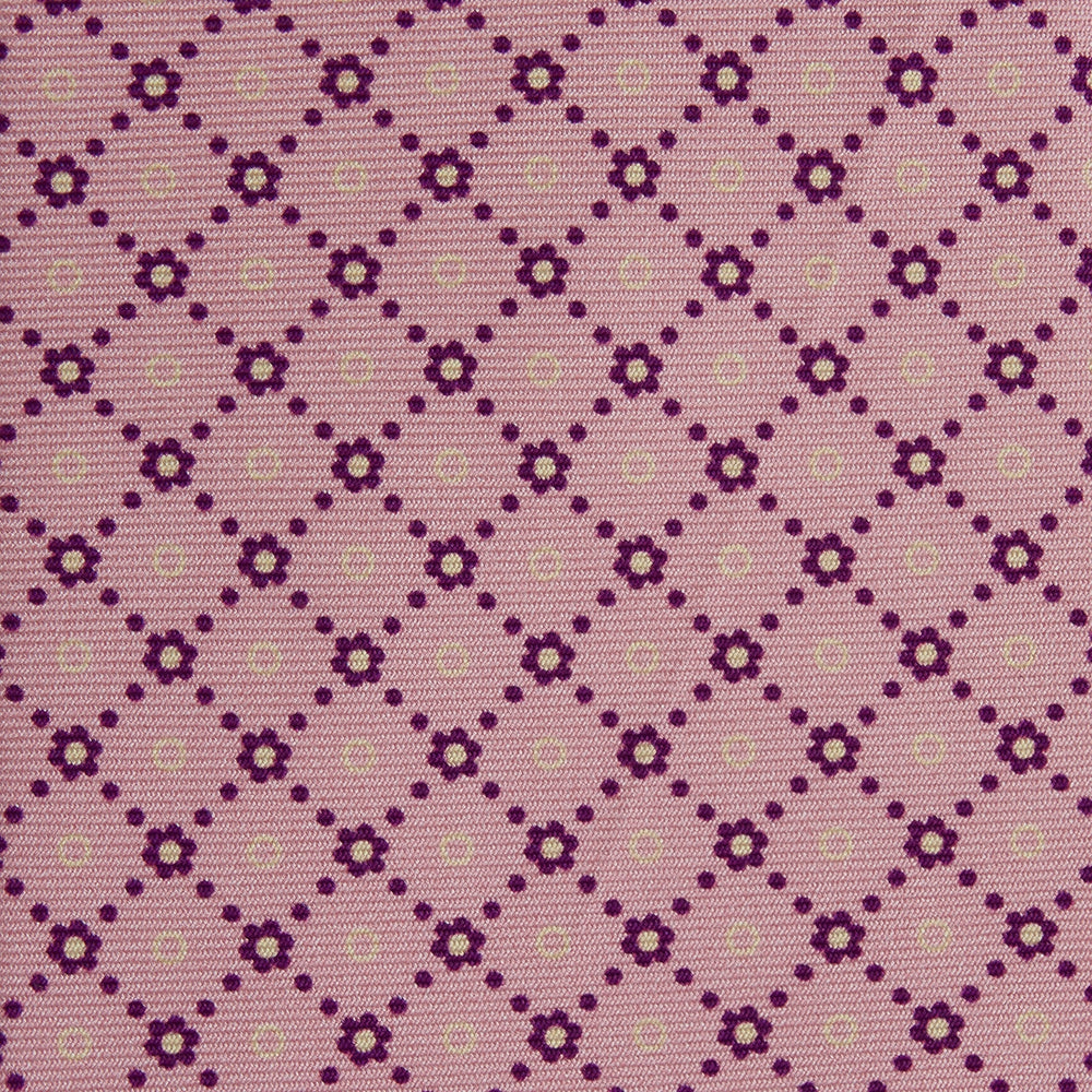 Pink Dotted Floral Printed Silk Tie