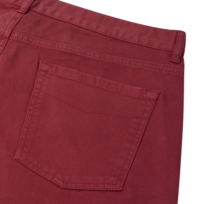 Burgundy Cotton Five Pocket Trousers Image 1