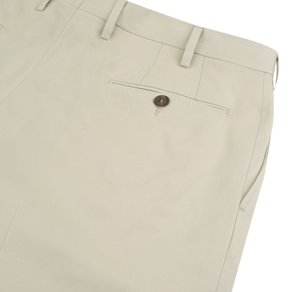 Stone Cotton Twill Pleated Trousers Image 1