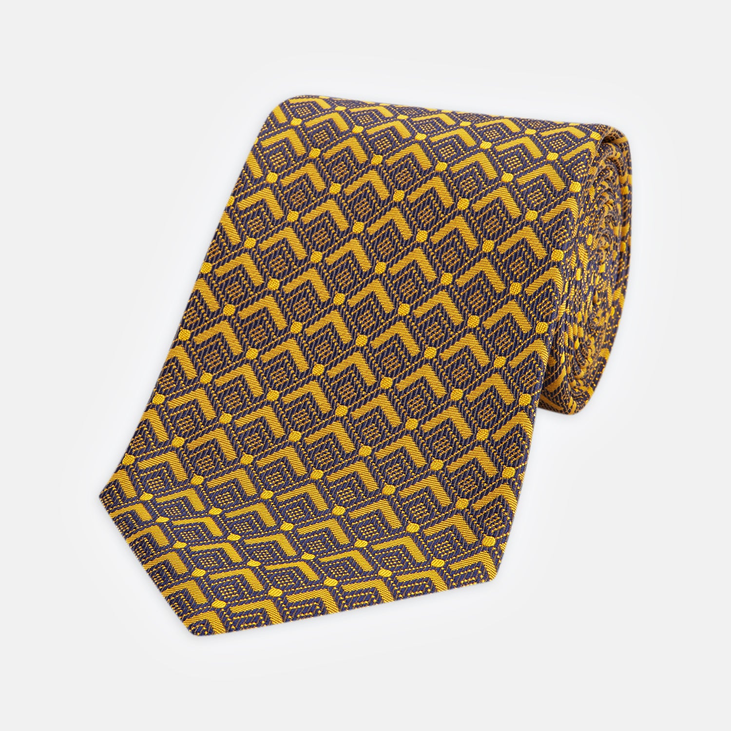 Rounded Cubes Yellow Silk Tie