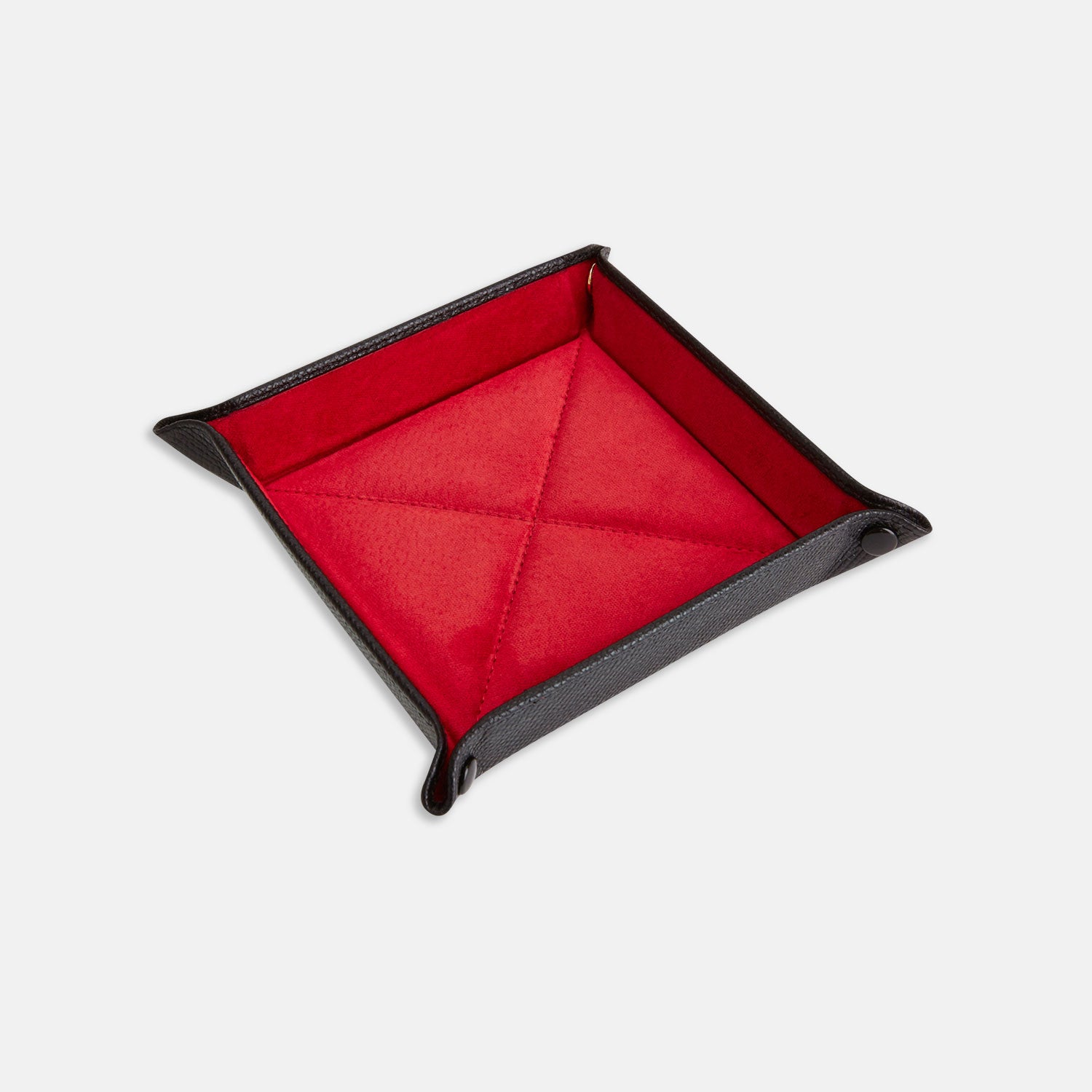 Black and Red Square Leather Travel Tray