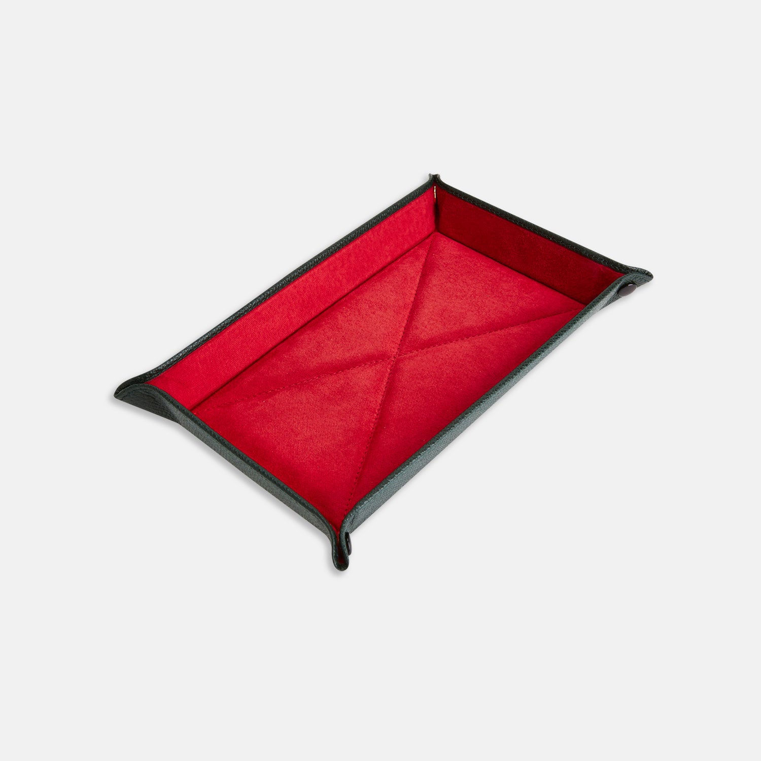 View 1 of product Dark Green and Red Rectangular Leather Travel Tray