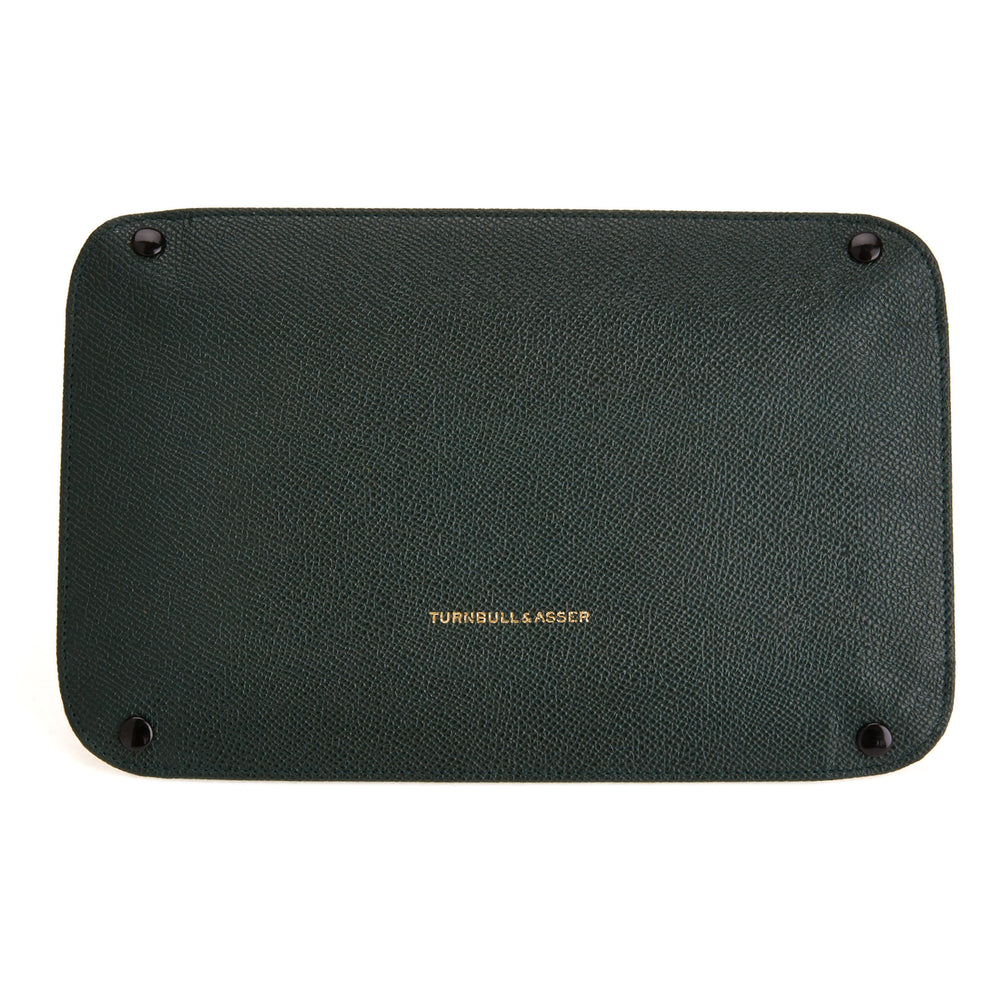 Dark Green and Red Rectangular Leather Travel Tray