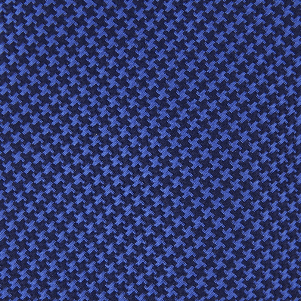 Seven-Fold Navy and Royal Blue Houndstooth Silk Tie